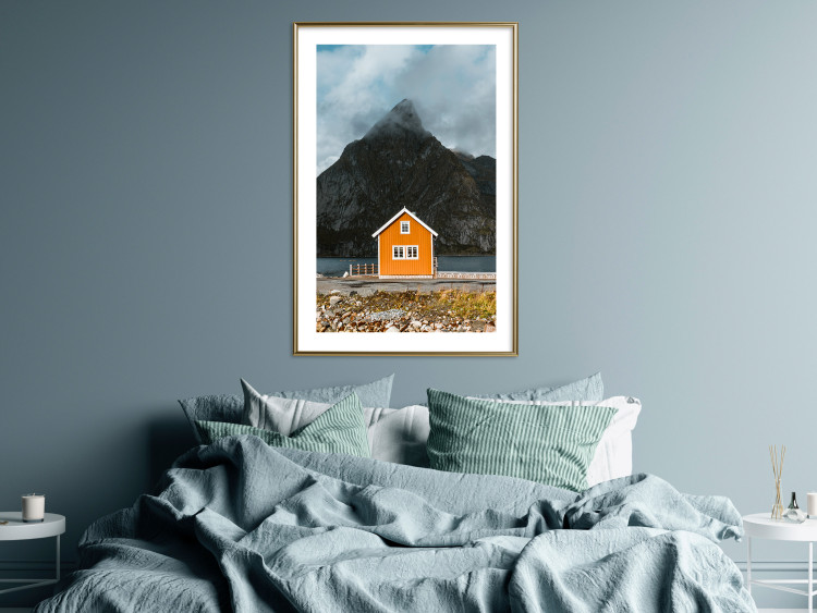 Wall Poster Northern Shore - majestic composition of a yellow cottage against mountains 138724 additionalImage 15