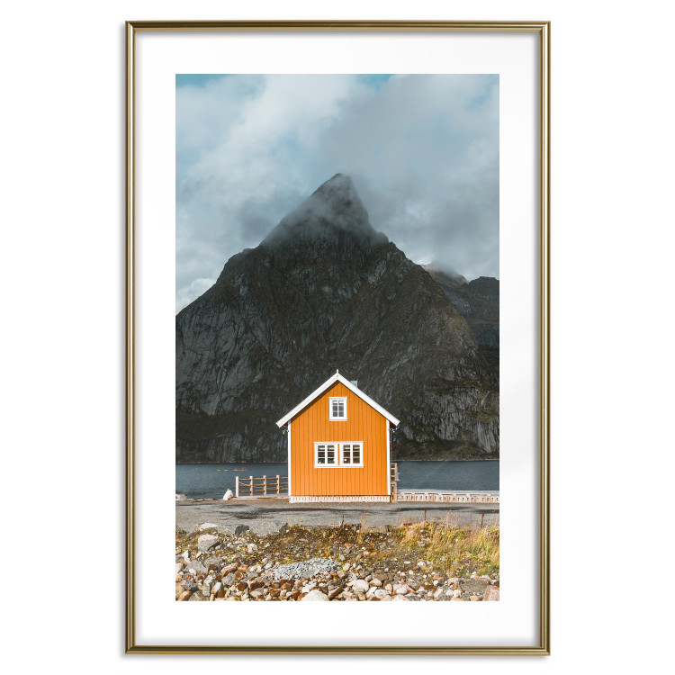 Wall Poster Northern Shore - majestic composition of a yellow cottage against mountains 138724 additionalImage 16