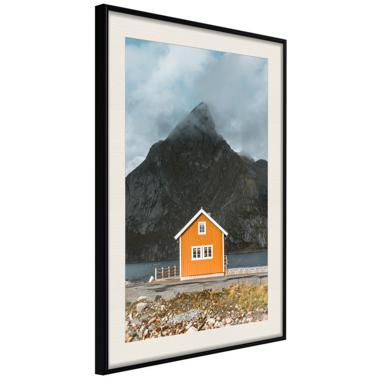 Wall Poster Northern Shore - majestic composition of a yellow cottage against mountains 138724 additionalImage 14