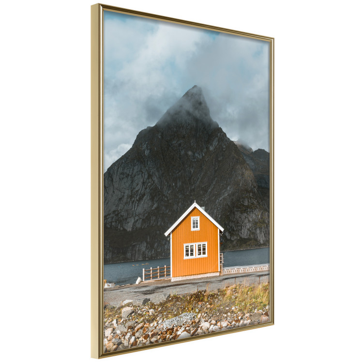 Wall Poster Northern Shore - majestic composition of a yellow cottage against mountains 138724 additionalImage 13
