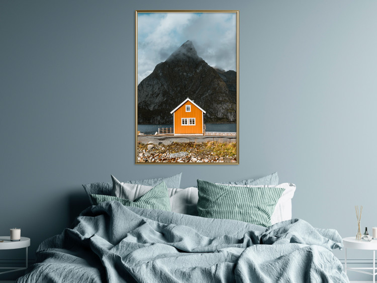Wall Poster Northern Shore - majestic composition of a yellow cottage against mountains 138724 additionalImage 9