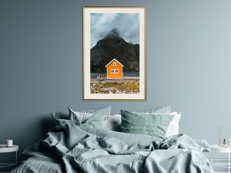 Wall Poster Northern Shore - majestic composition of a yellow cottage against mountains 138724 additionalImage 22