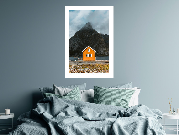 Wall Poster Northern Shore - majestic composition of a yellow cottage against mountains 138724 additionalImage 8