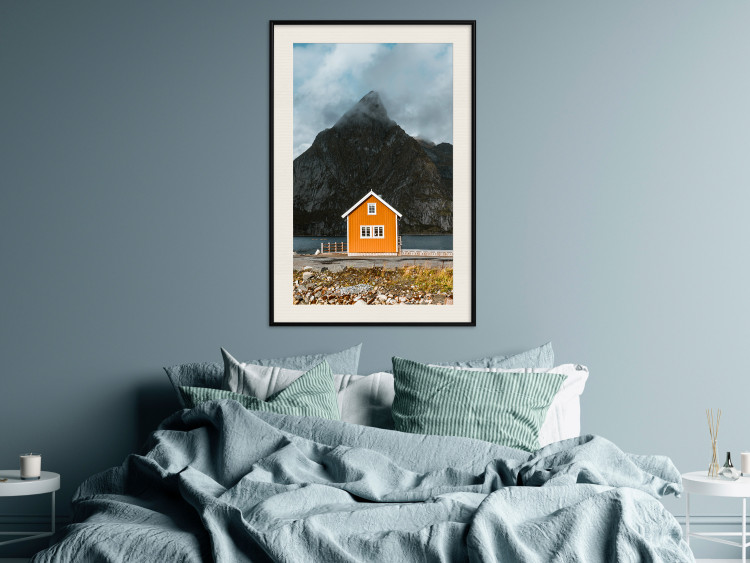 Wall Poster Northern Shore - majestic composition of a yellow cottage against mountains 138724 additionalImage 24