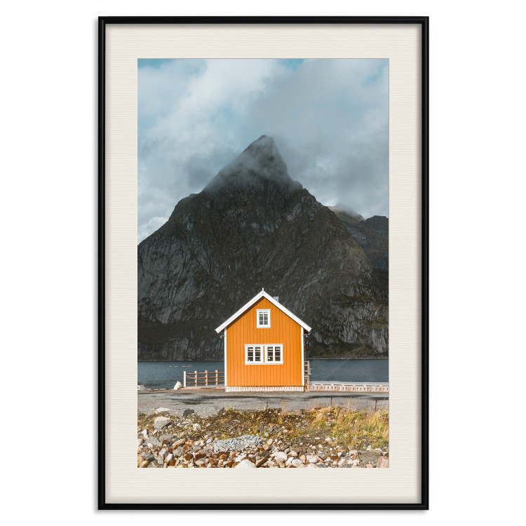 Wall Poster Northern Shore - majestic composition of a yellow cottage against mountains 138724 additionalImage 18