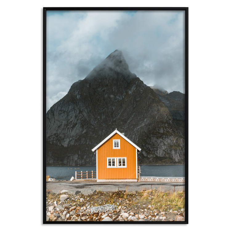 Wall Poster Northern Shore - majestic composition of a yellow cottage against mountains 138724 additionalImage 25