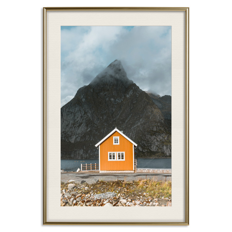Wall Poster Northern Shore - majestic composition of a yellow cottage against mountains 138724 additionalImage 17