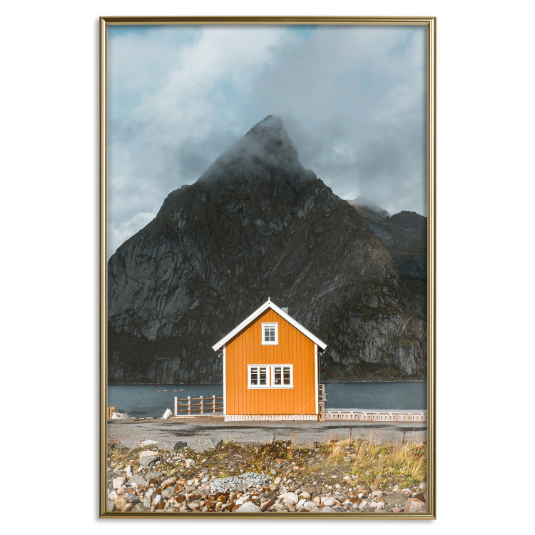 Wall Poster Northern Shore - majestic composition of a yellow cottage against mountains 138724 additionalImage 21