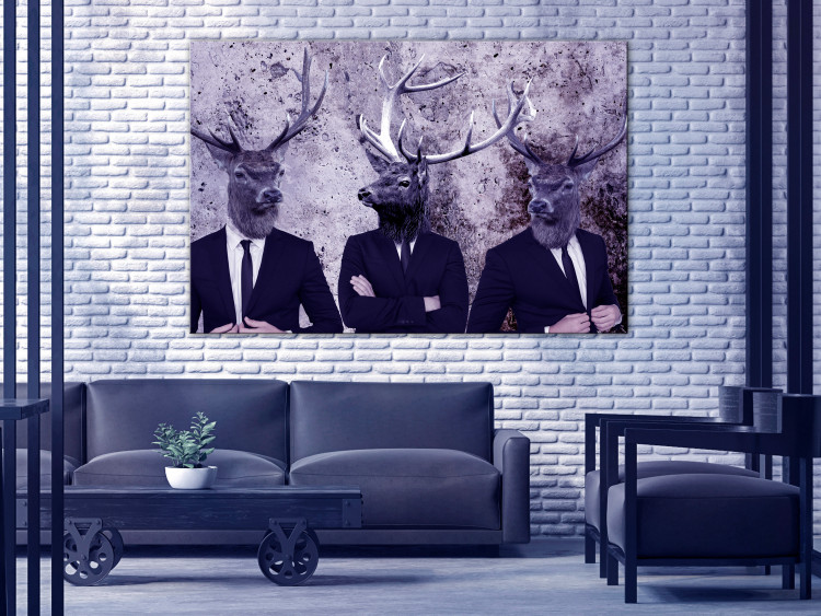 Canvas Gentlemen of the Forest (1-piece) Wide - abstraction with three deer 142324 additionalImage 3
