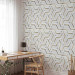 Photo Wallpaper Golden lines - an abstraction with a geometric motif of white elements 143324