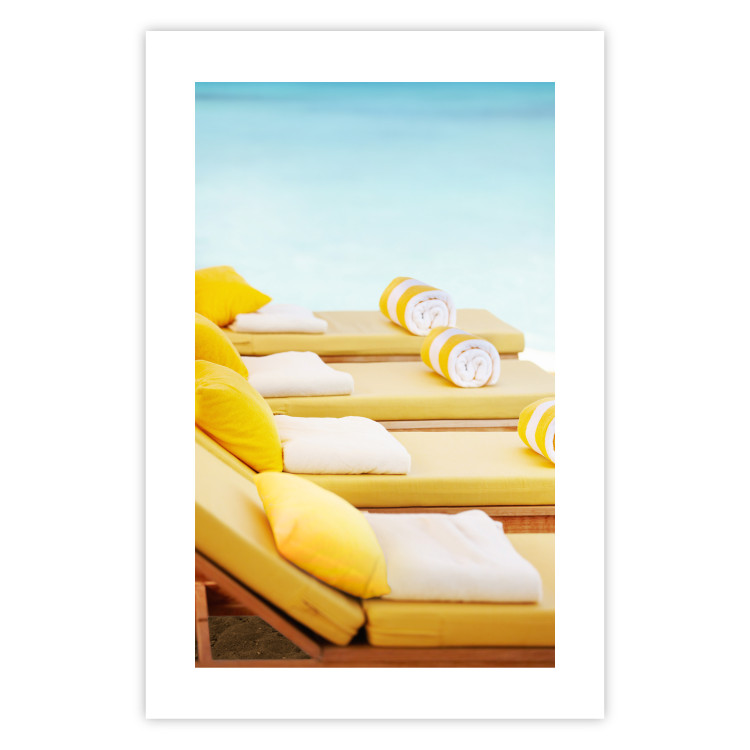 Poster Summer at the Seaside - Yellow Sun Loungers on the Beach Lit by the Holiday Sun 144124 additionalImage 23