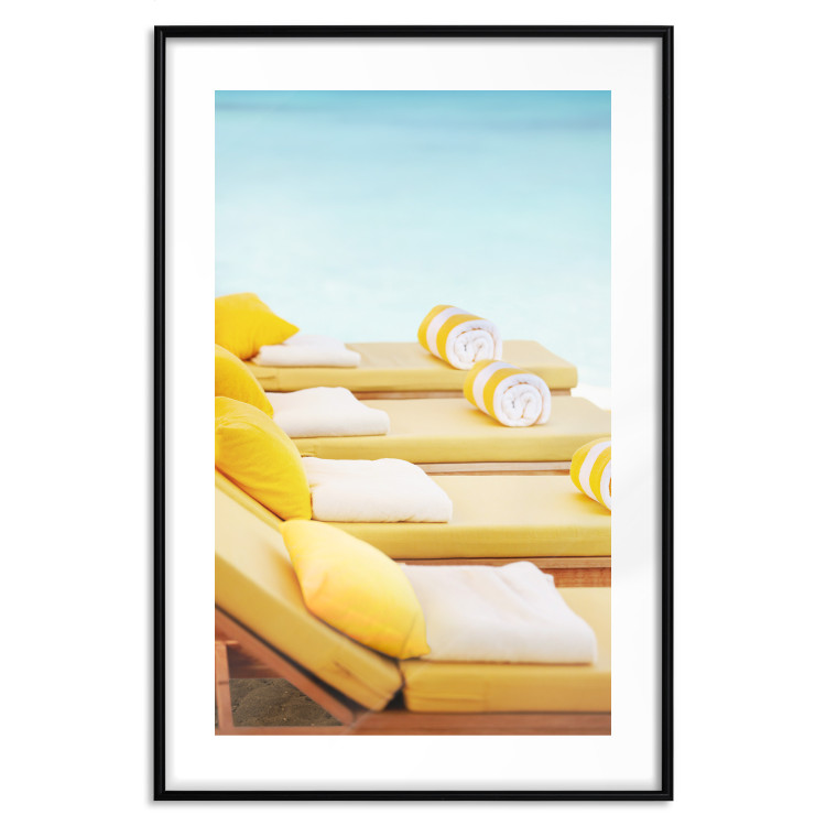 Poster Summer at the Seaside - Yellow Sun Loungers on the Beach Lit by the Holiday Sun 144124 additionalImage 24