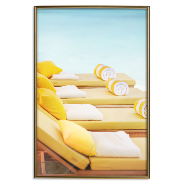 Poster Summer at the Seaside - Yellow Sun Loungers on the Beach Lit by the Holiday Sun 144124 additionalImage 22