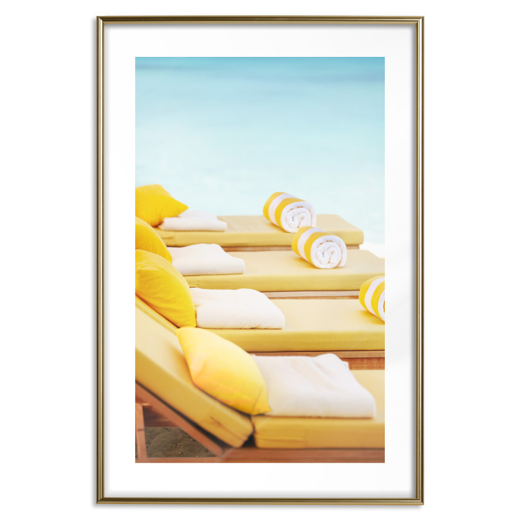 Poster Summer at the Seaside - Yellow Sun Loungers on the Beach Lit by the Holiday Sun 144124 additionalImage 25