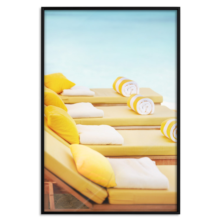 Poster Summer at the Seaside - Yellow Sun Loungers on the Beach Lit by the Holiday Sun 144124 additionalImage 21
