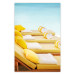 Poster Summer at the Seaside - Yellow Sun Loungers on the Beach Lit by the Holiday Sun 144124