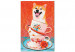 Paint by Number Kit Cheerful Dog - Laughing Shiba and Teacups on a Red Background 144524 additionalThumb 6