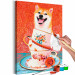 Paint by Number Kit Cheerful Dog - Laughing Shiba and Teacups on a Red Background 144524 additionalThumb 3