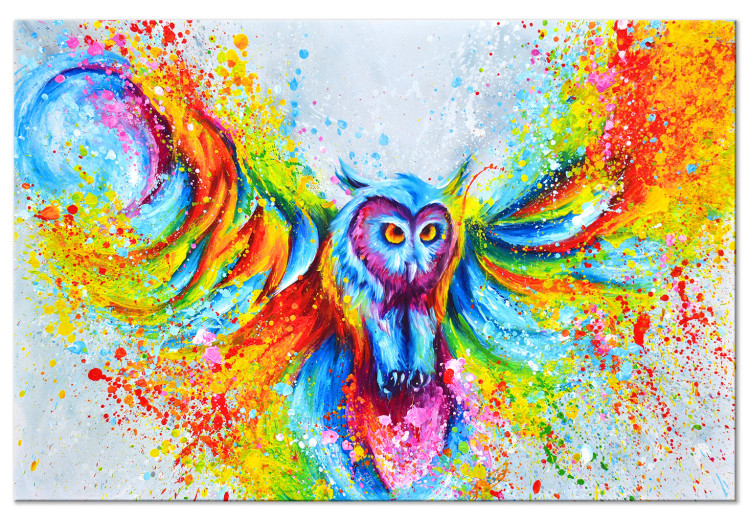 Canvas Colorful Owl (1-piece) - nocturnal forest animal in a colorful edition 144724