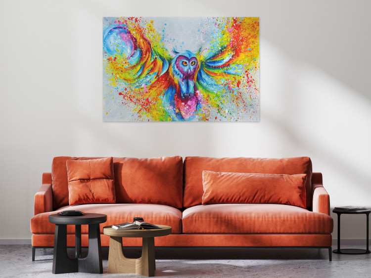 Canvas Colorful Owl (1-piece) - nocturnal forest animal in a colorful edition 144724 additionalImage 3