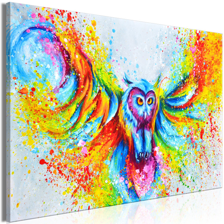 Canvas Colorful Owl (1-piece) - nocturnal forest animal in a colorful edition 144724 additionalImage 2