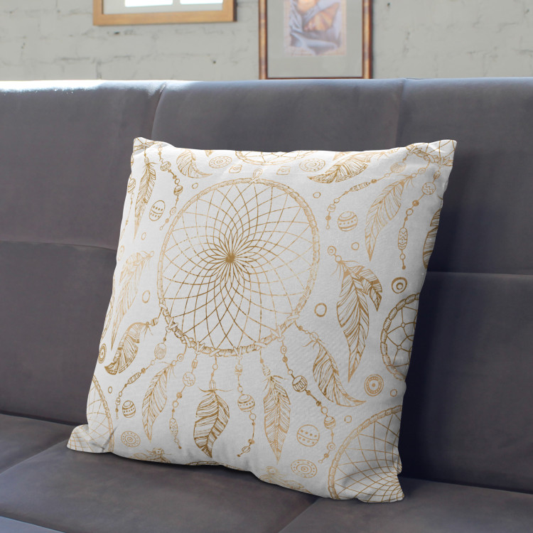 Decorative Microfiber Pillow Exotic circles - composition in shade of brown on light background cushions 146924 additionalImage 3