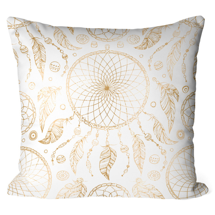 Decorative Microfiber Pillow Exotic circles - composition in shade of brown on light background cushions 146924