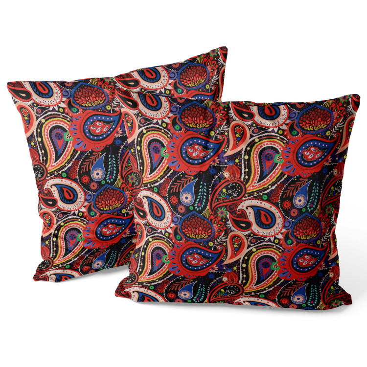 Decorative Velor Pillow Intriguing teardrops - composition in shades of red and blue 147324 additionalImage 3