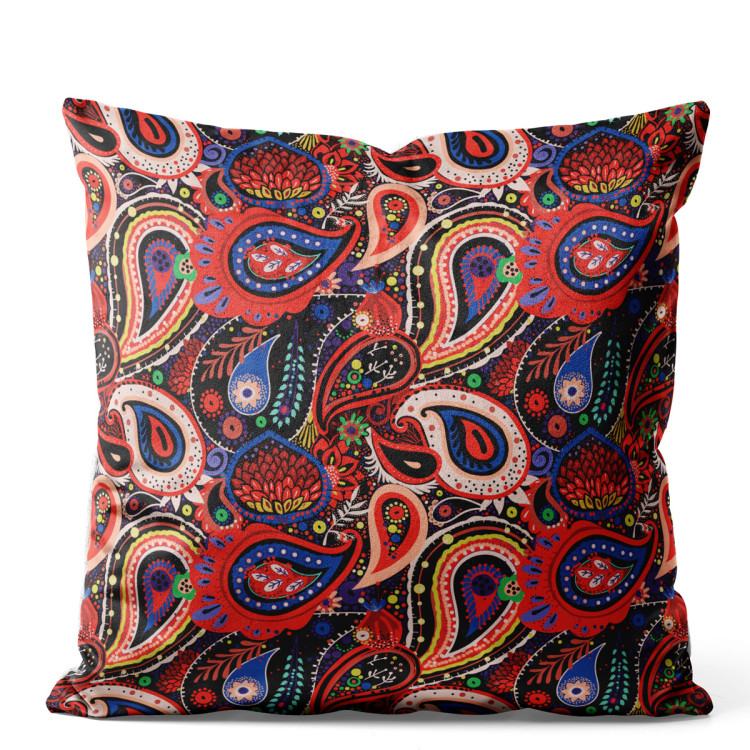 Decorative Velor Pillow Intriguing teardrops - composition in shades of red and blue 147324