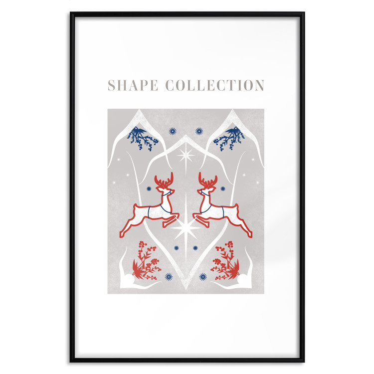 Wall Poster Festive Shapes - Jumping Deer and Blue Holly 148024 additionalImage 24