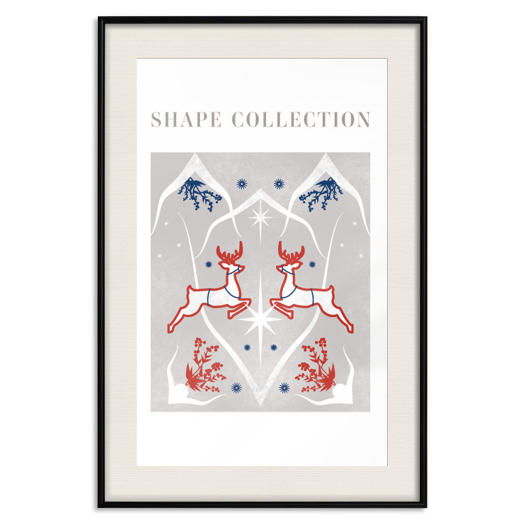 Wall Poster Festive Shapes - Jumping Deer and Blue Holly 148024 additionalImage 26