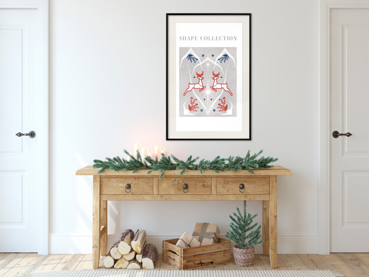 Wall Poster Festive Shapes - Jumping Deer and Blue Holly 148024 additionalImage 17