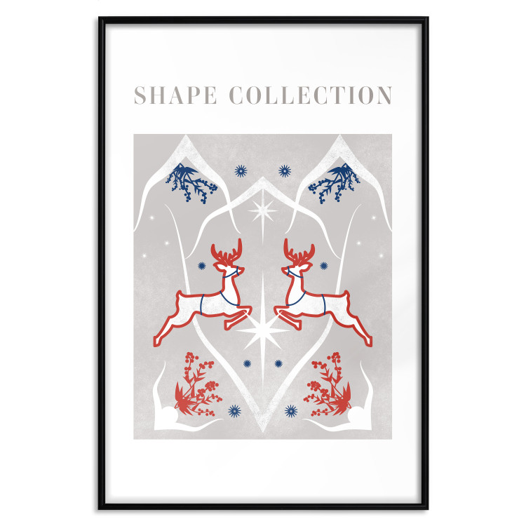 Wall Poster Festive Shapes - Jumping Deer and Blue Holly 148024 additionalImage 21