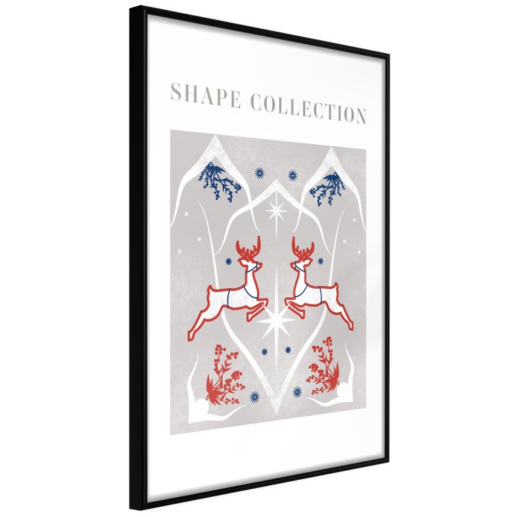 Wall Poster Festive Shapes - Jumping Deer and Blue Holly 148024 additionalImage 5