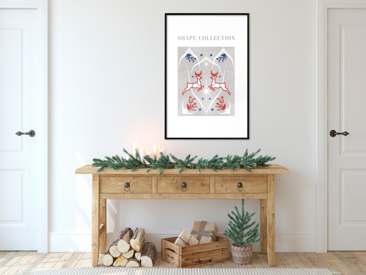 Wall Poster Festive Shapes - Jumping Deer and Blue Holly 148024 additionalImage 14