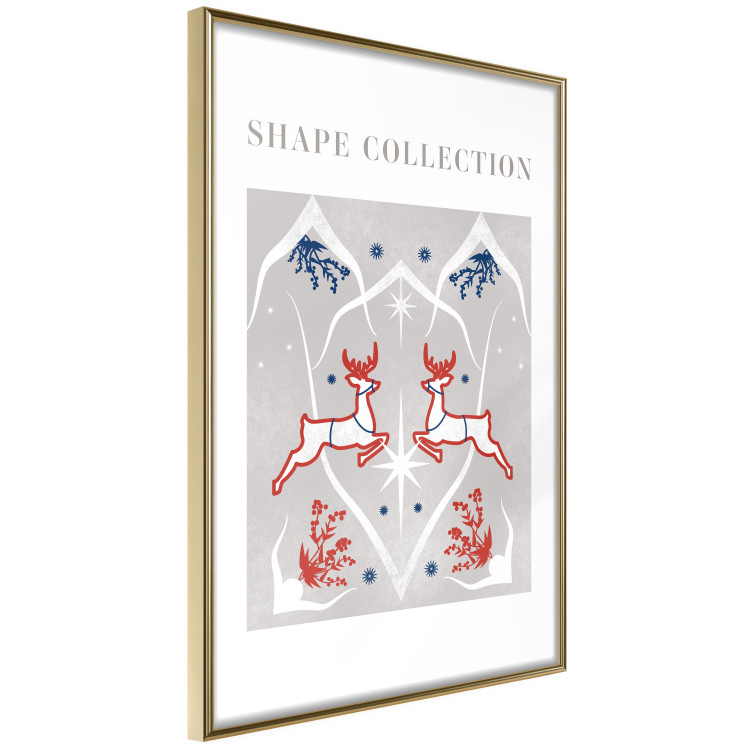 Wall Poster Festive Shapes - Jumping Deer and Blue Holly 148024 additionalImage 6
