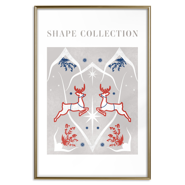 Wall Poster Festive Shapes - Jumping Deer and Blue Holly 148024 additionalImage 23