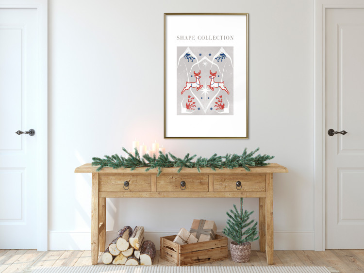 Wall Poster Festive Shapes - Jumping Deer and Blue Holly 148024 additionalImage 16