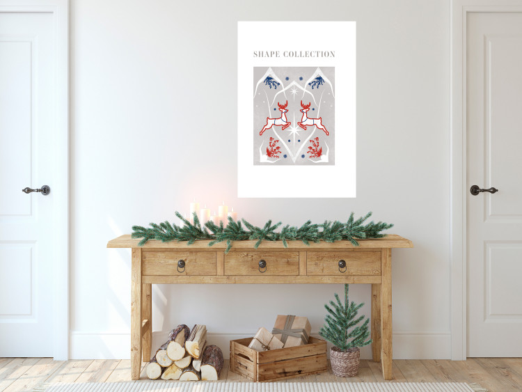 Wall Poster Festive Shapes - Jumping Deer and Blue Holly 148024 additionalImage 13
