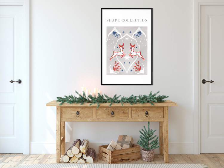 Wall Poster Festive Shapes - Jumping Deer and Blue Holly 148024 additionalImage 12