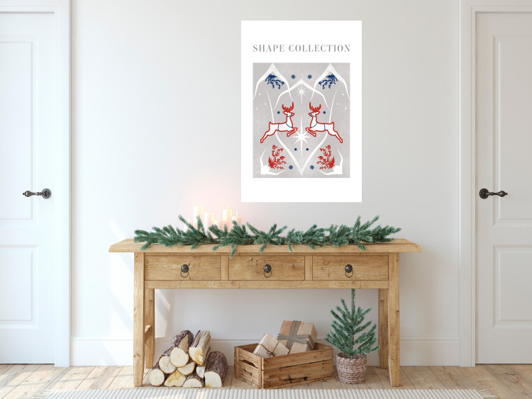 Wall Poster Festive Shapes - Jumping Deer and Blue Holly 148024 additionalImage 11