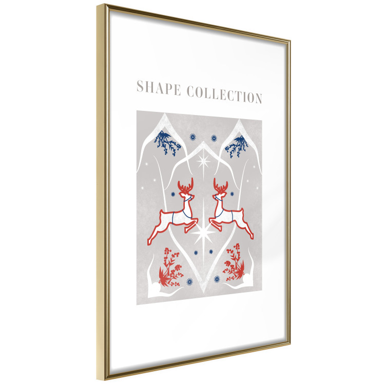 Wall Poster Festive Shapes - Jumping Deer and Blue Holly 148024 additionalImage 8