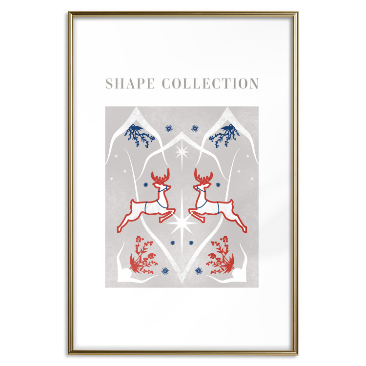 Wall Poster Festive Shapes - Jumping Deer and Blue Holly 148024 additionalImage 25