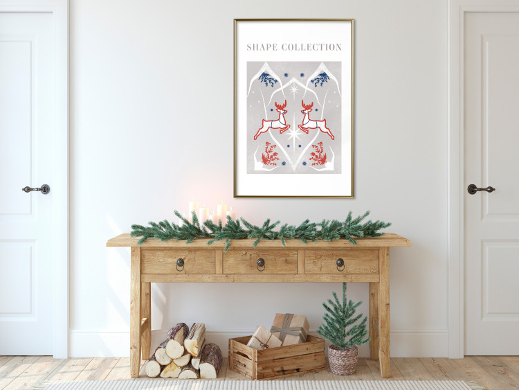 Wall Poster Festive Shapes - Jumping Deer and Blue Holly 148024 additionalImage 15