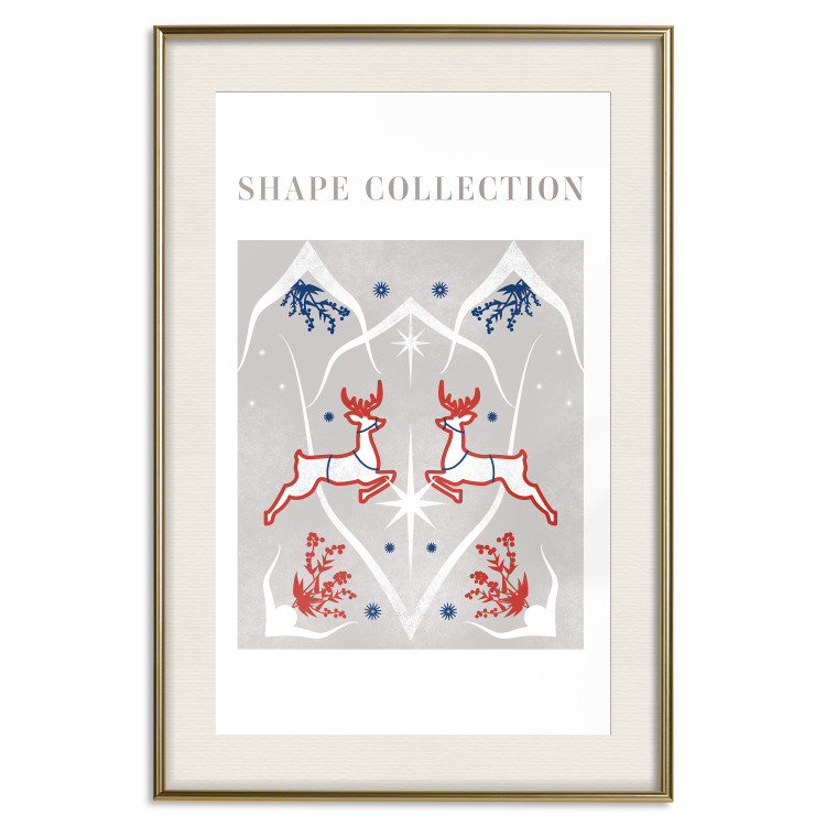 Wall Poster Festive Shapes - Jumping Deer and Blue Holly 148024 additionalImage 27
