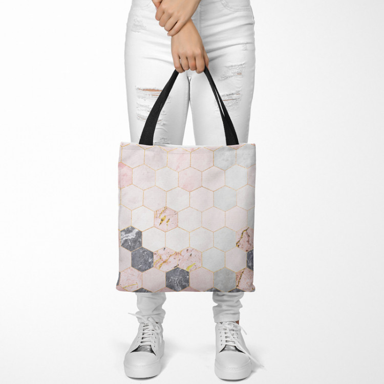 Shopping Bag Marble hexagons - a marble glamour composition with golden pattern 148524 additionalImage 2