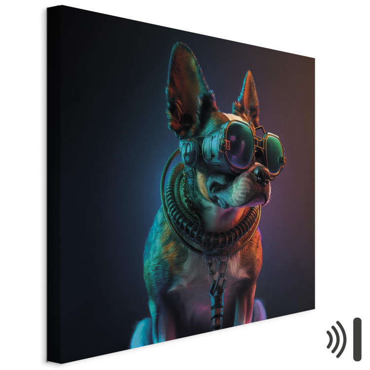 Canvas Print AI Boston Terrier Dog - Green Cyber Animal Wearing Cyberpunk Glasses - Square 150224 additionalImage 8