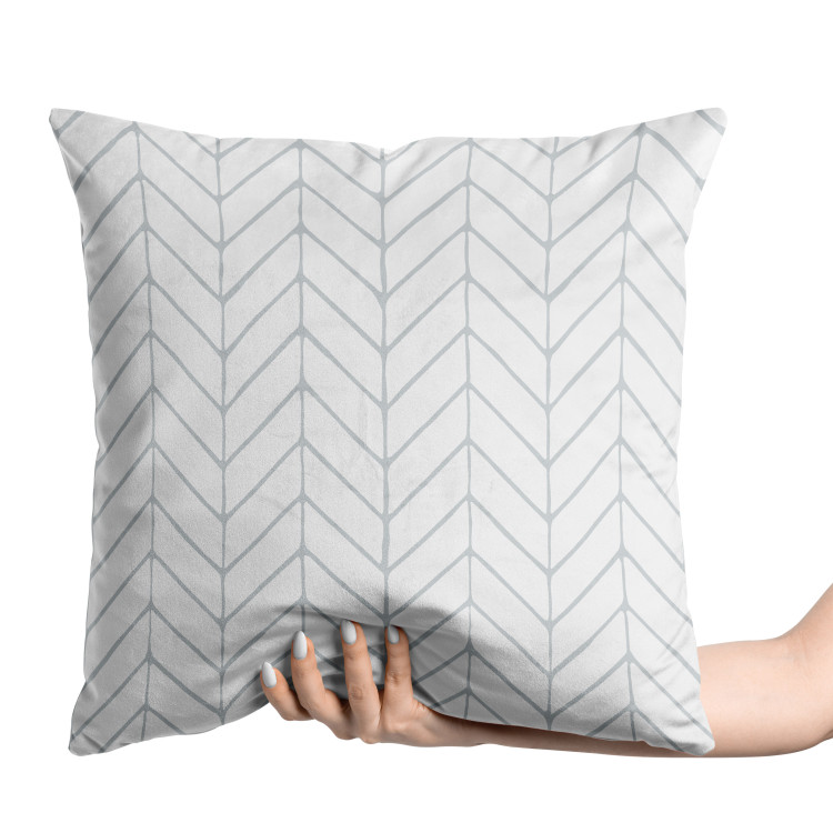 Decorative Velor Pillow Gray Design - A Minimalist Linear Composition on a Light Background 151324 additionalImage 2