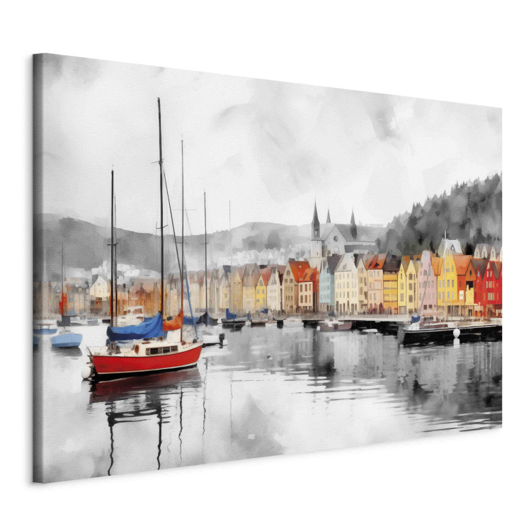 Canvas Bergen - Norwegian Port With Colorful Houses in the Background 151924 additionalImage 2
