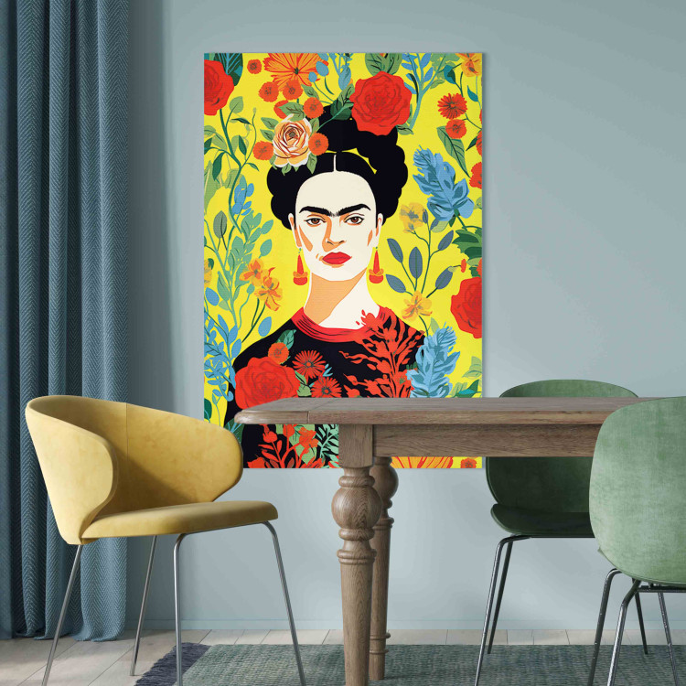 Large canvas print Frida Kahlo - Portrait of the Artist on a Yellow Floral Background [Large Format] 152224 additionalImage 5